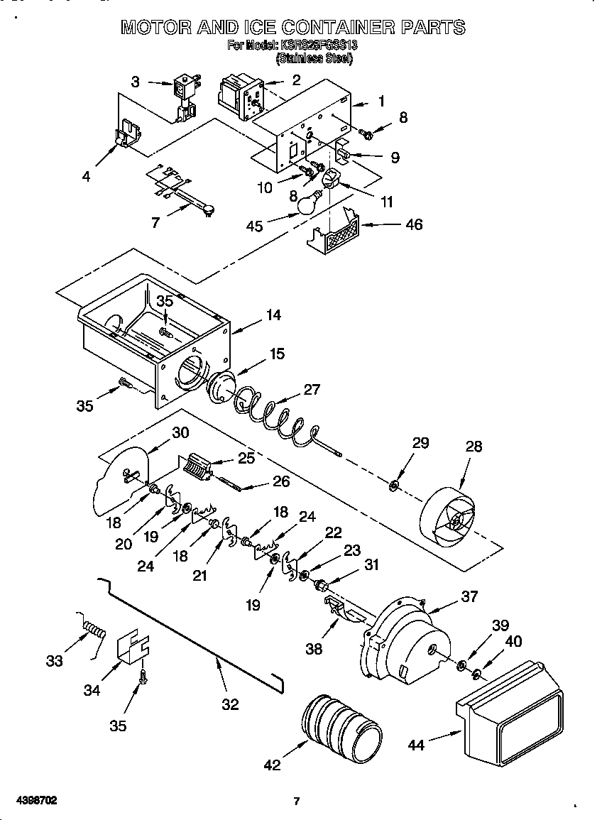 Motor and ice container