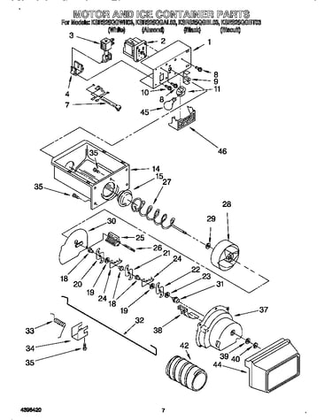 Motor and ice container