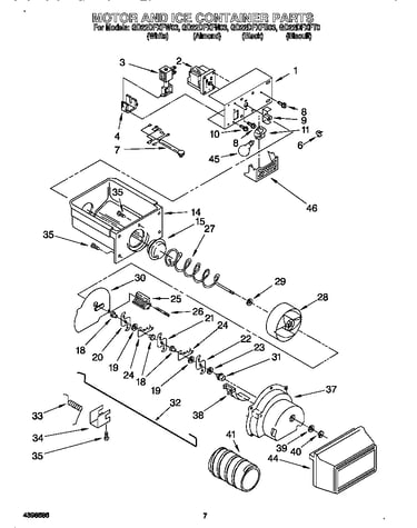 Motor and ice container