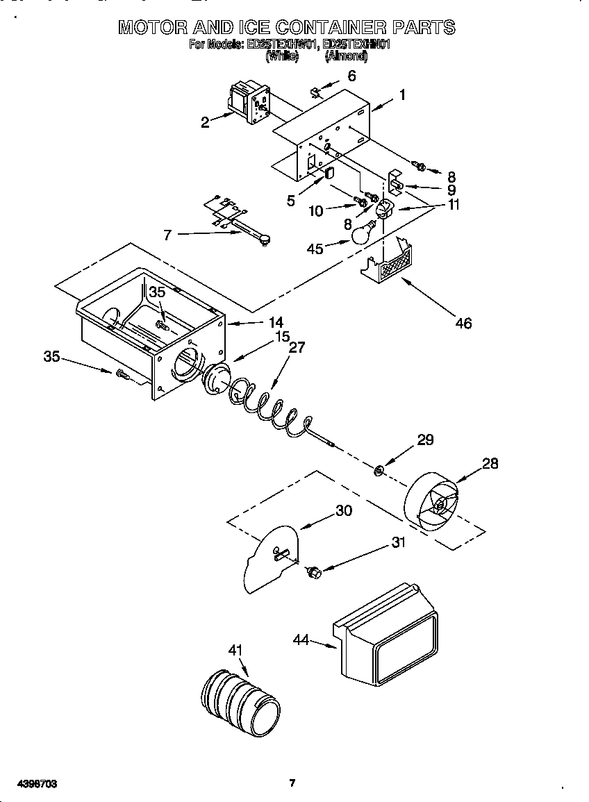 Motor and ice container