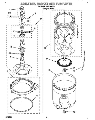 Agitator, basket and tub