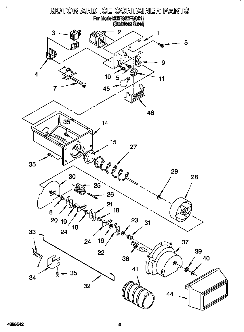 Motor and ice container