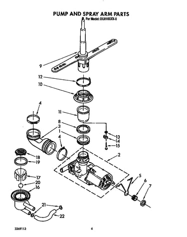 Pump and spray arm