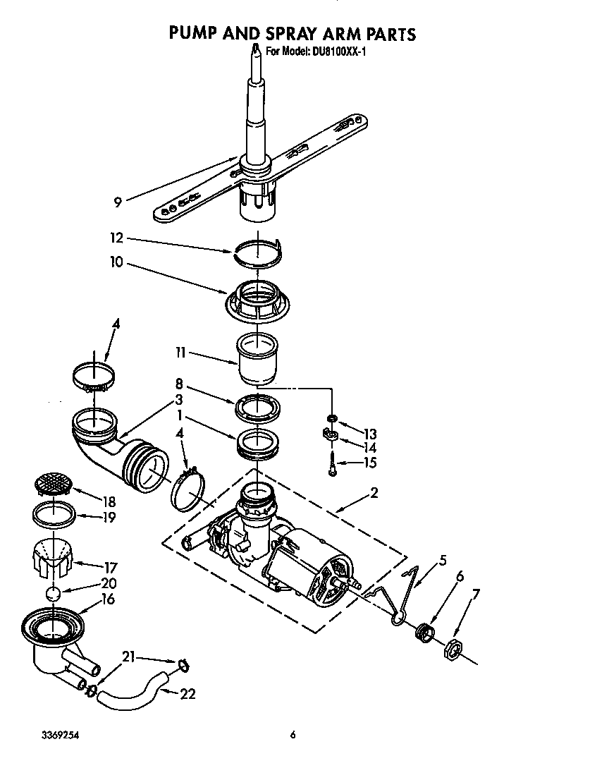 Pump and spray arm