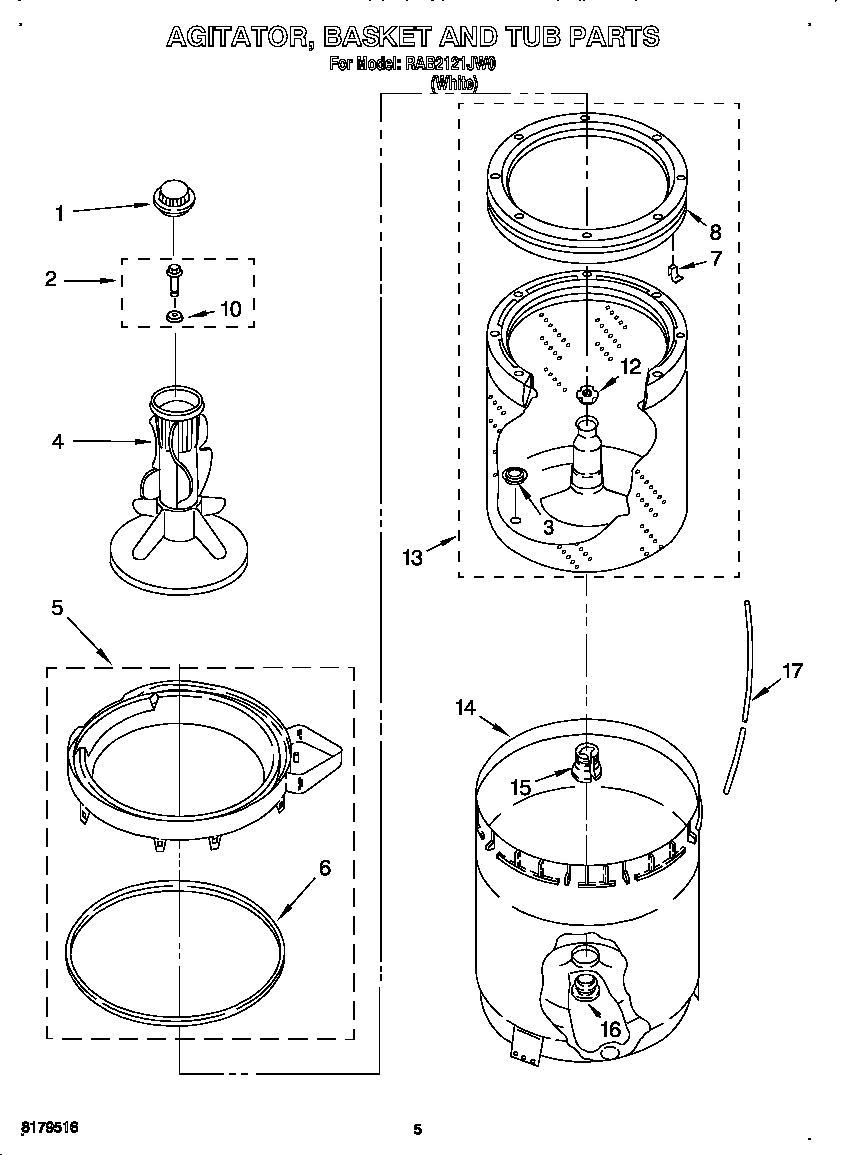 AGITATOR, BASKET, TUB