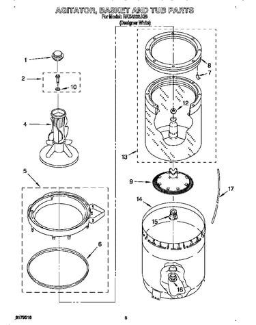 Agitator, basket, tub
