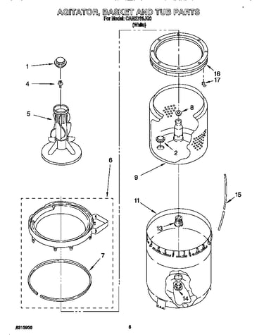 Agitator, basket and tub