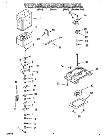 Motor and ice container