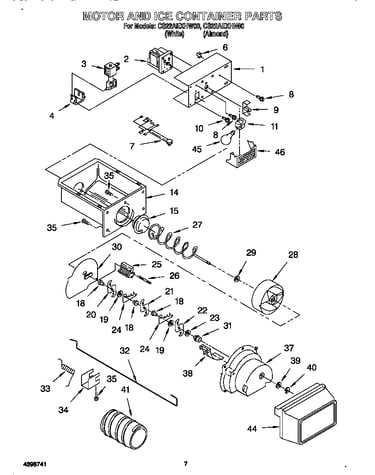 Motor and ice container