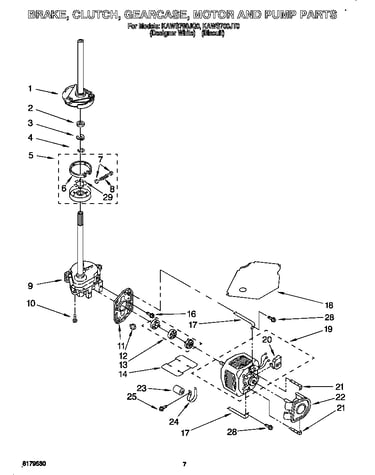 Brake, clutch, gearcase, motor and pump