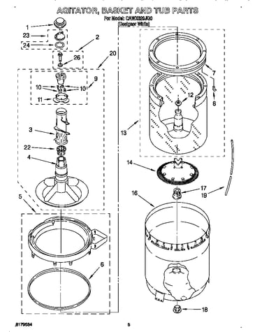 Agitator, basket and tub