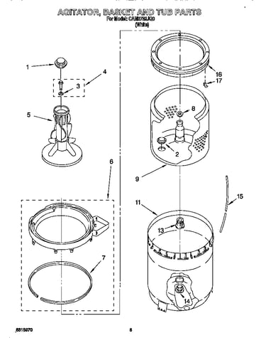 Agitator, basket and tub