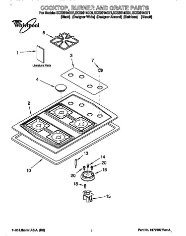 Cooktop, burner and grate