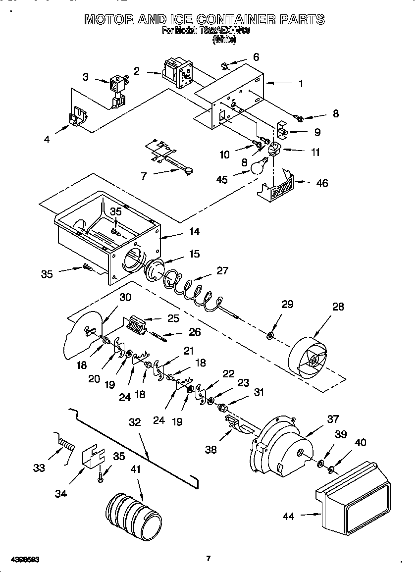 Motor and ice container