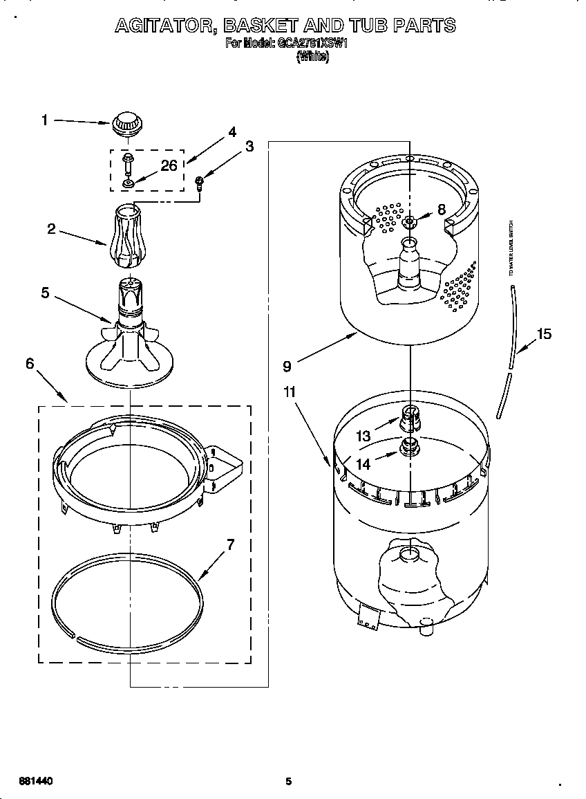 Agitator, basket and tub