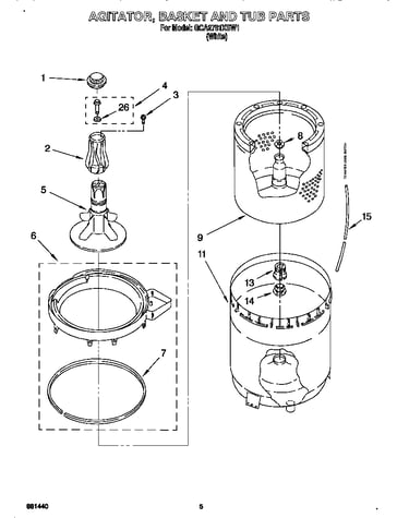 Agitator, basket and tub