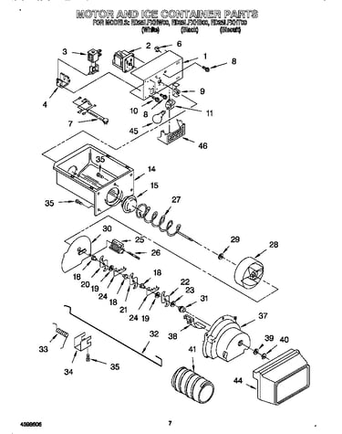 Motor and ice container