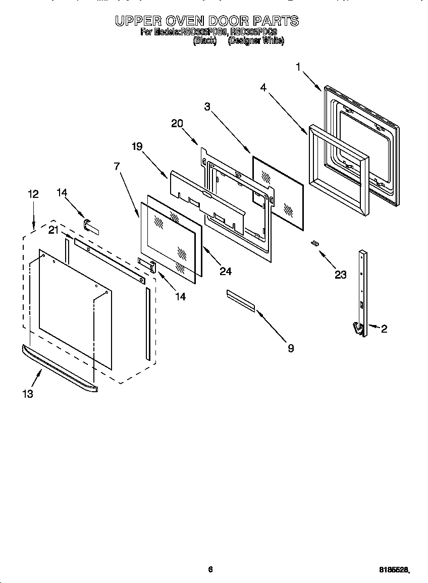 Upper oven door