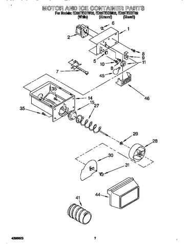 Motor and ice container