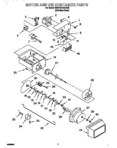 Motor and ice container