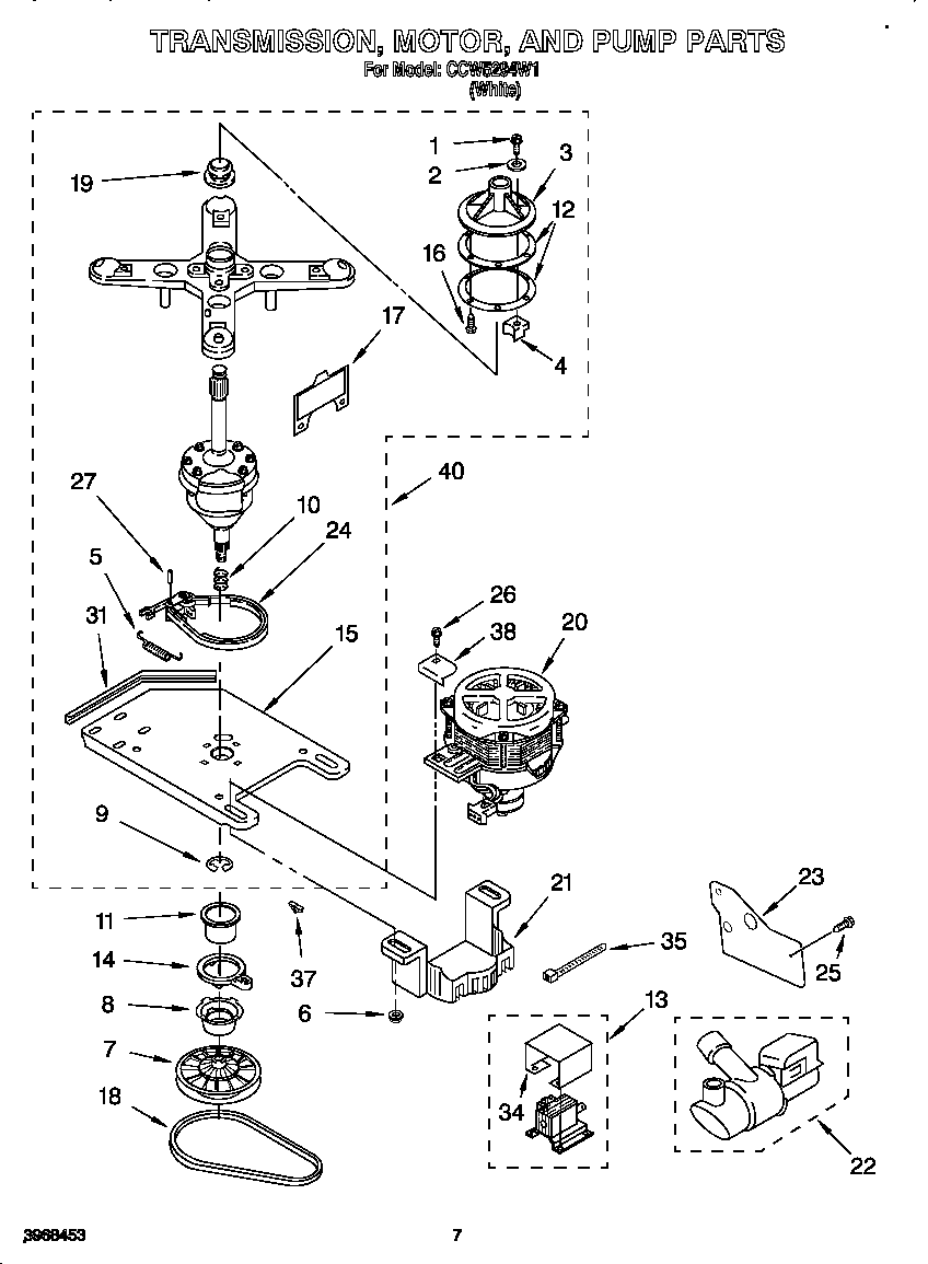 Transmission, motor and pump