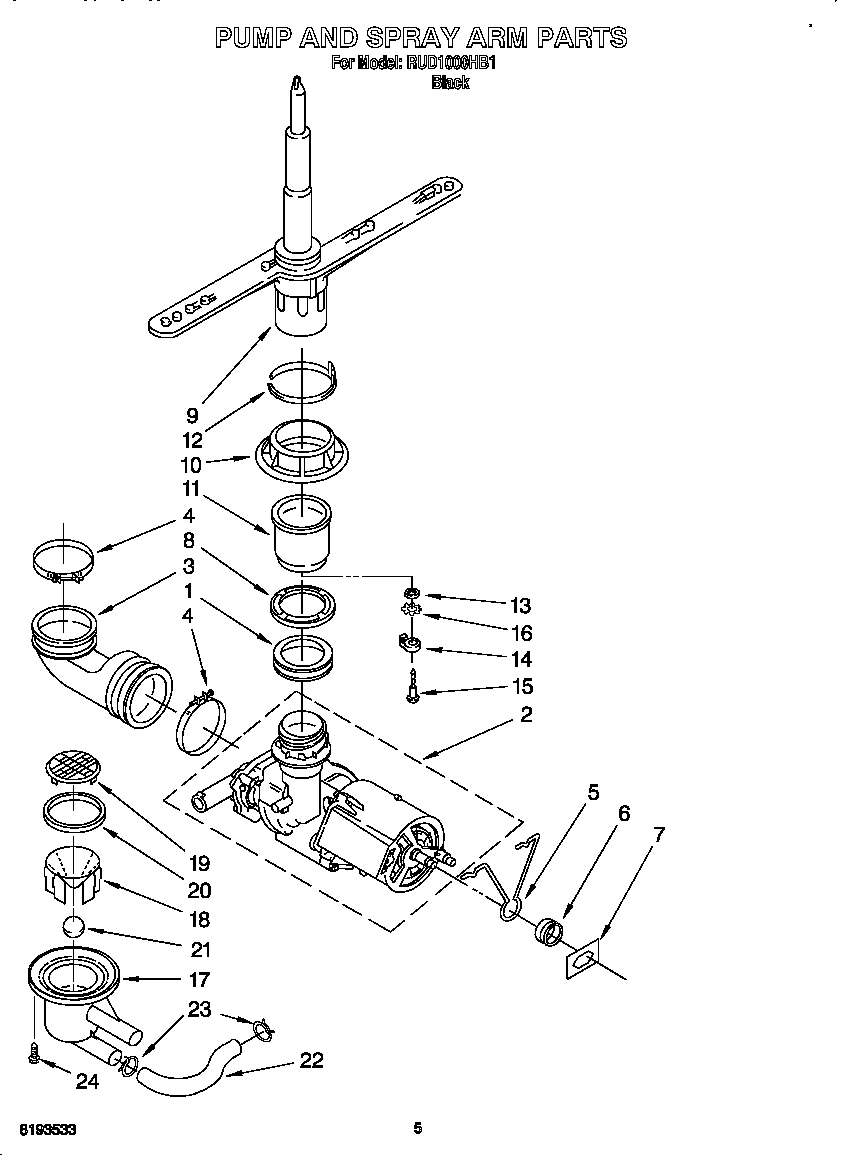 Pump and sprayarm