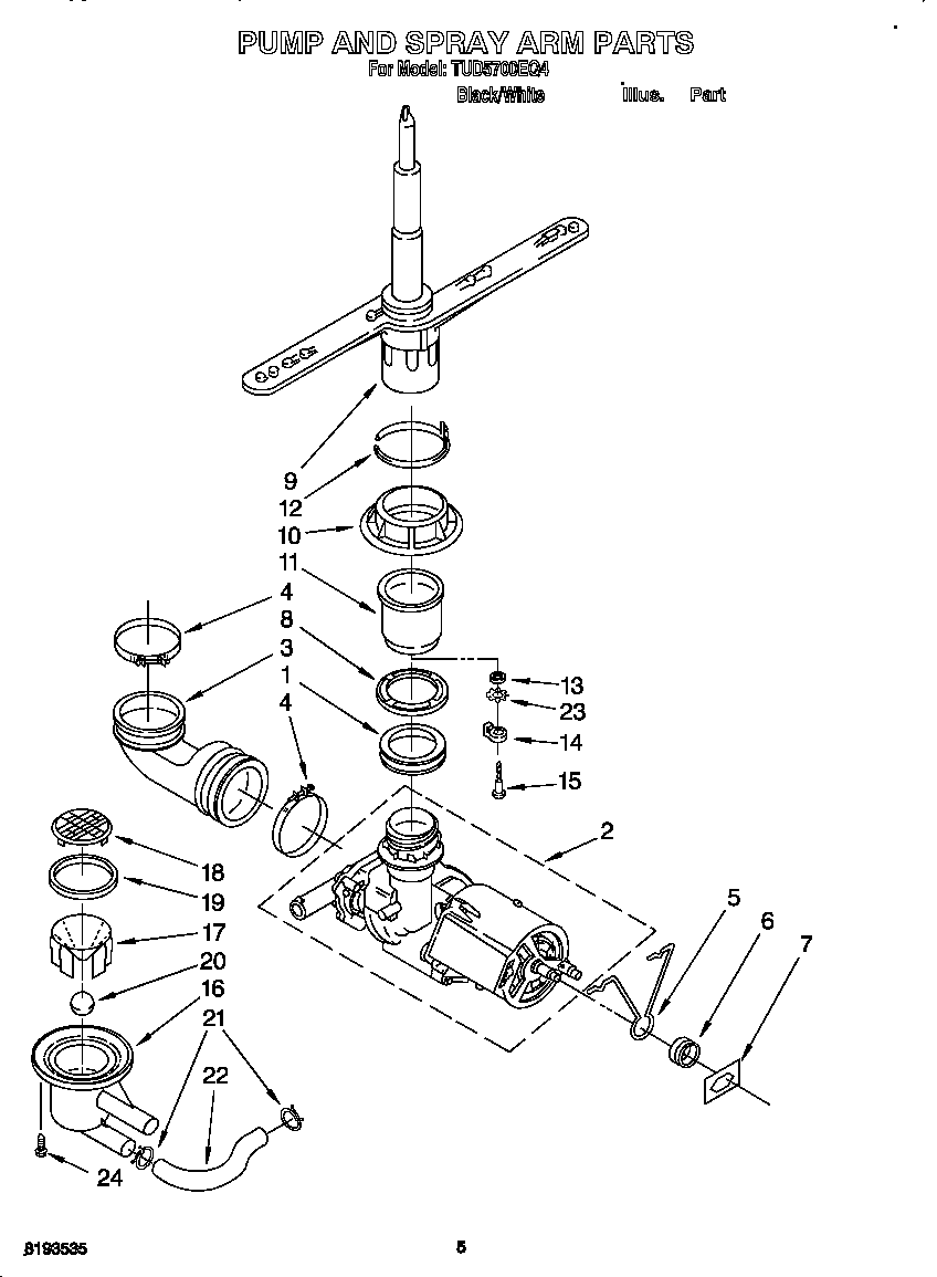 Pump and sprayarm