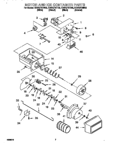 Motor and ice container