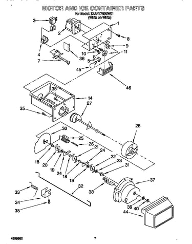 Motor and ice container
