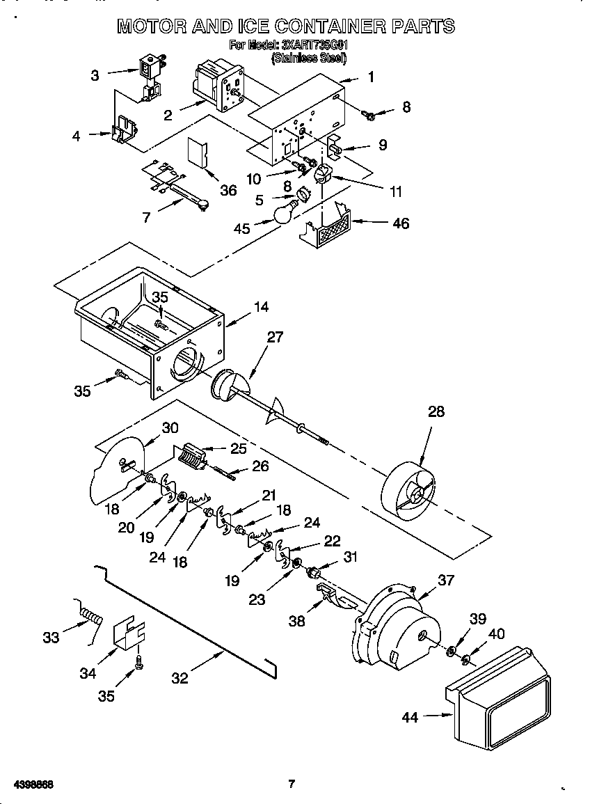 Motor and ice container
