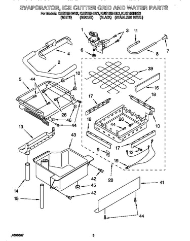 Evaporator, ice cutter grid and water