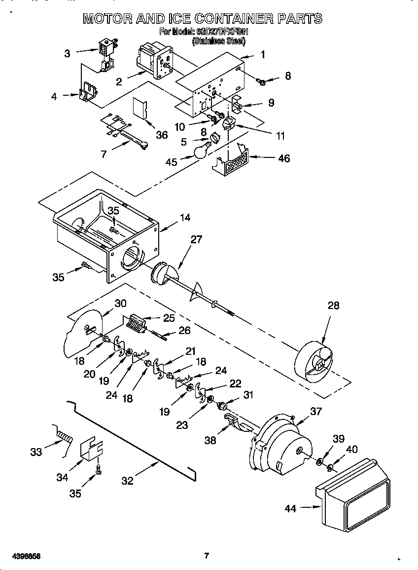 Motor and ice container