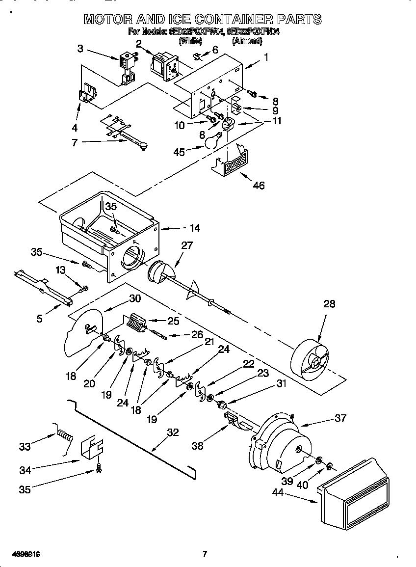 Motor and ice container