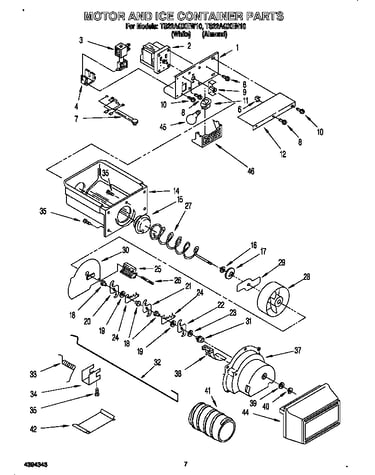 Motor and ice container