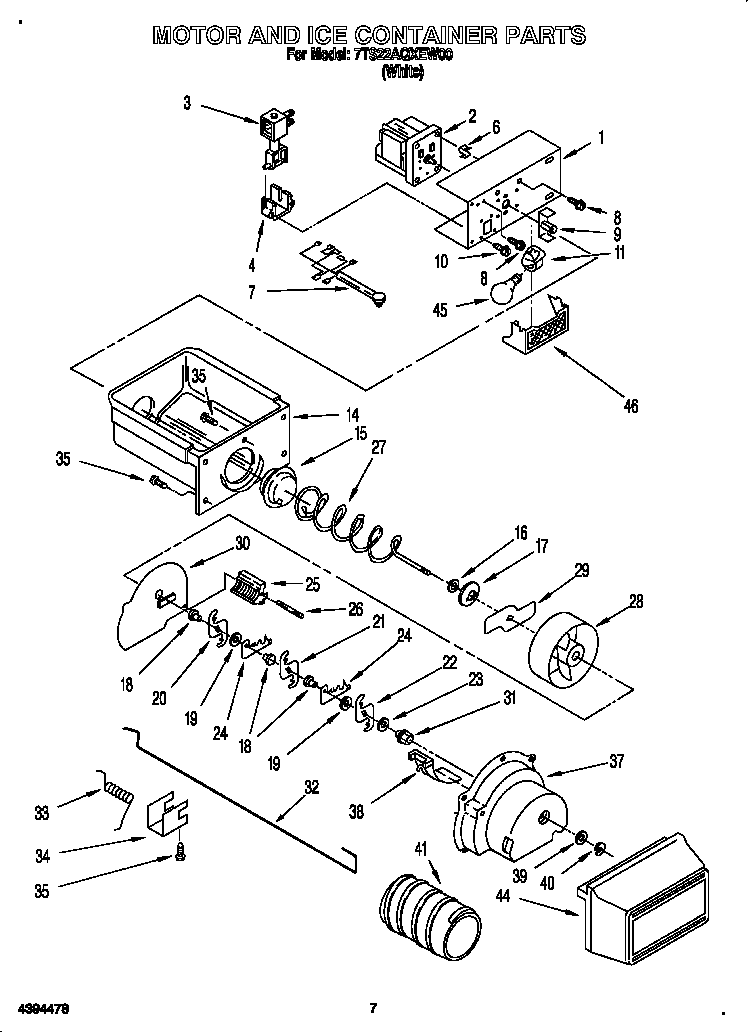 Motor and ice container