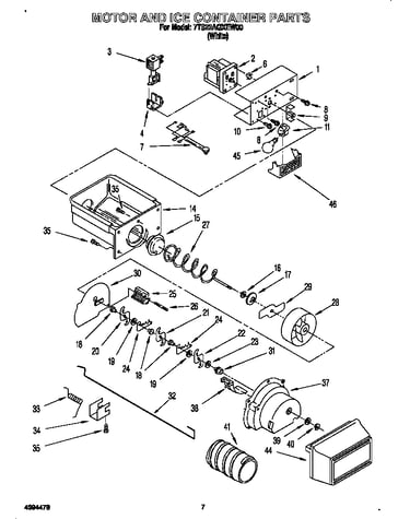 Motor and ice container