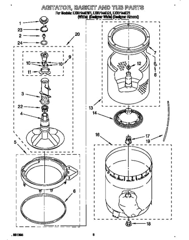 Agitator, basket and tub