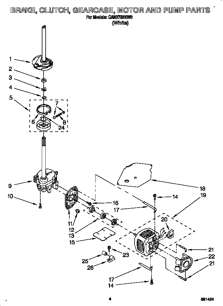Brake, clutch, gearcase, motor and pump