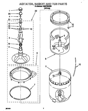 Agitator, basket and tub