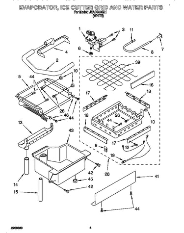 Evaporator, ice cutter grid and water