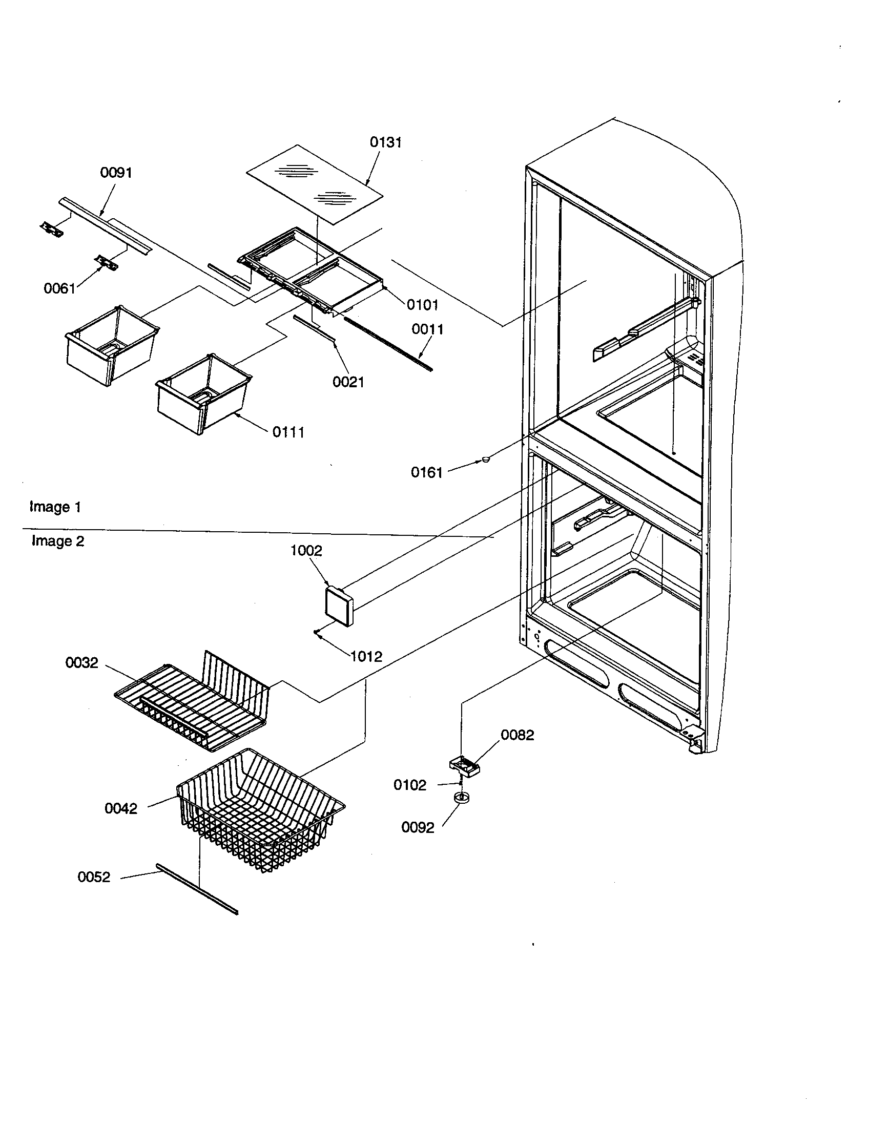 Crisper/freezer feature assemblies