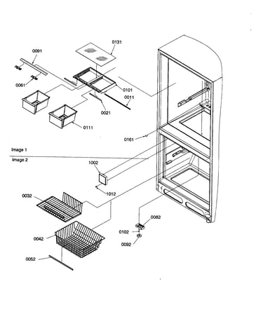 Crisper/freezer feature assemblies