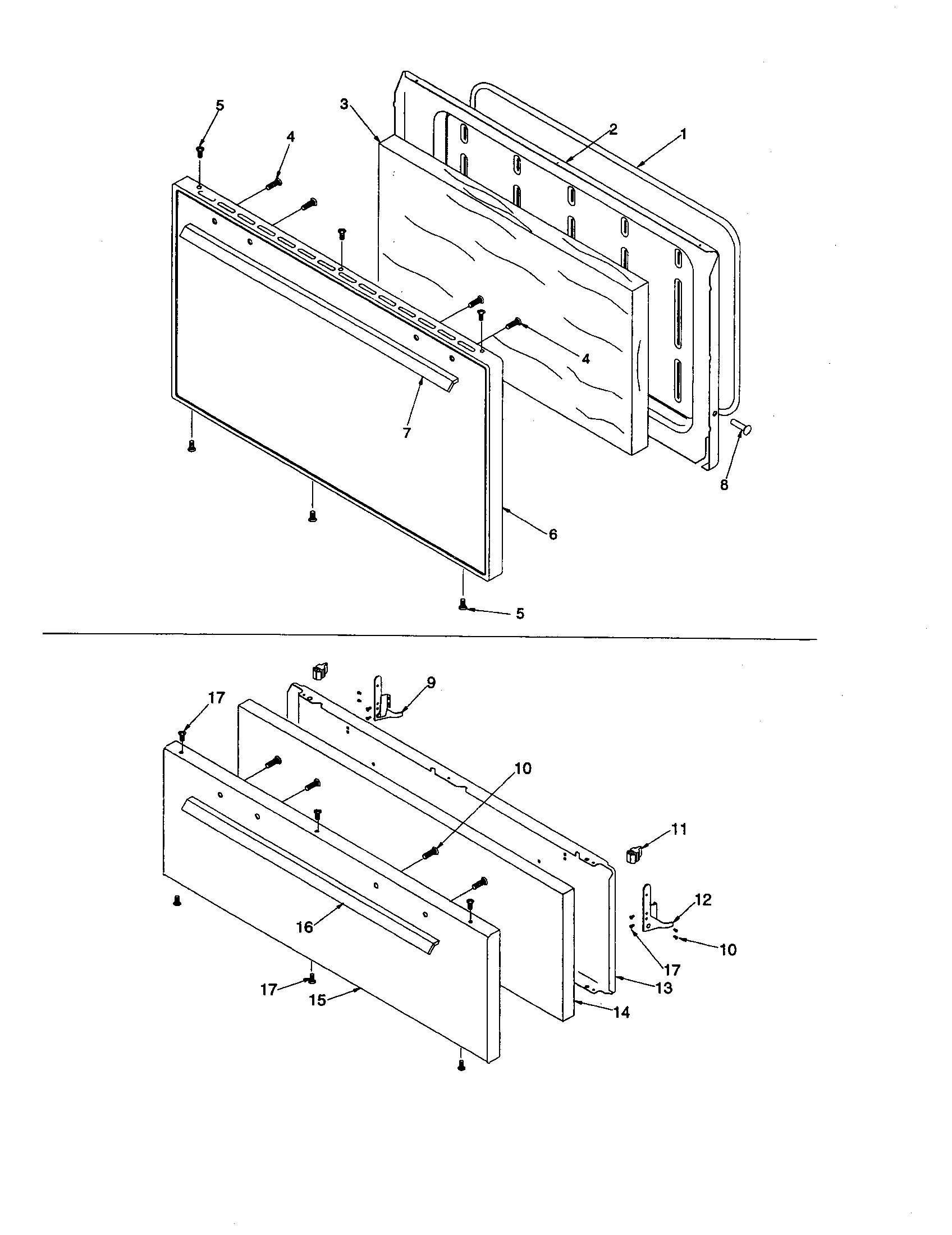 Oven door and broiler door