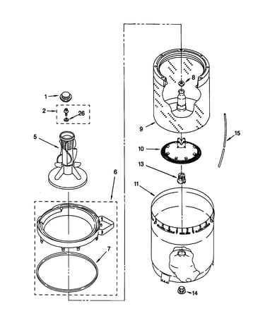 Agitator, basket and tub