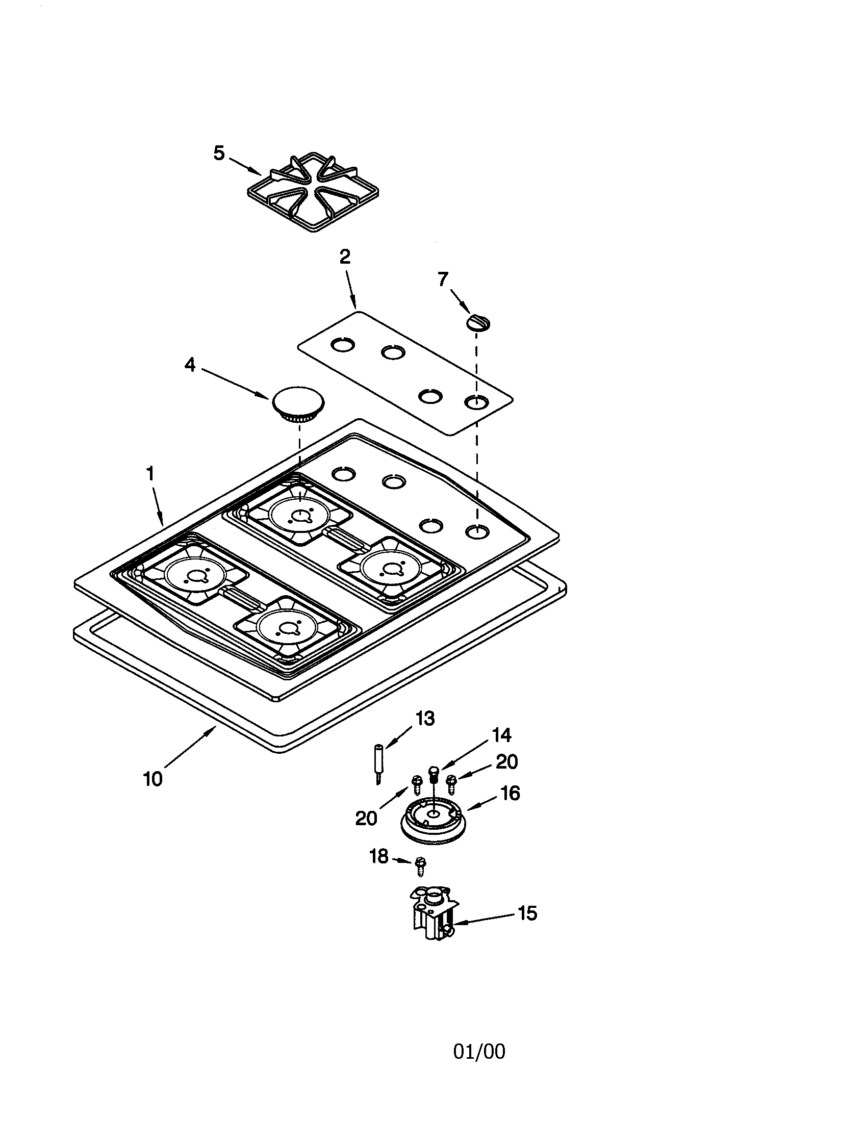 Cooktop/burner/grate