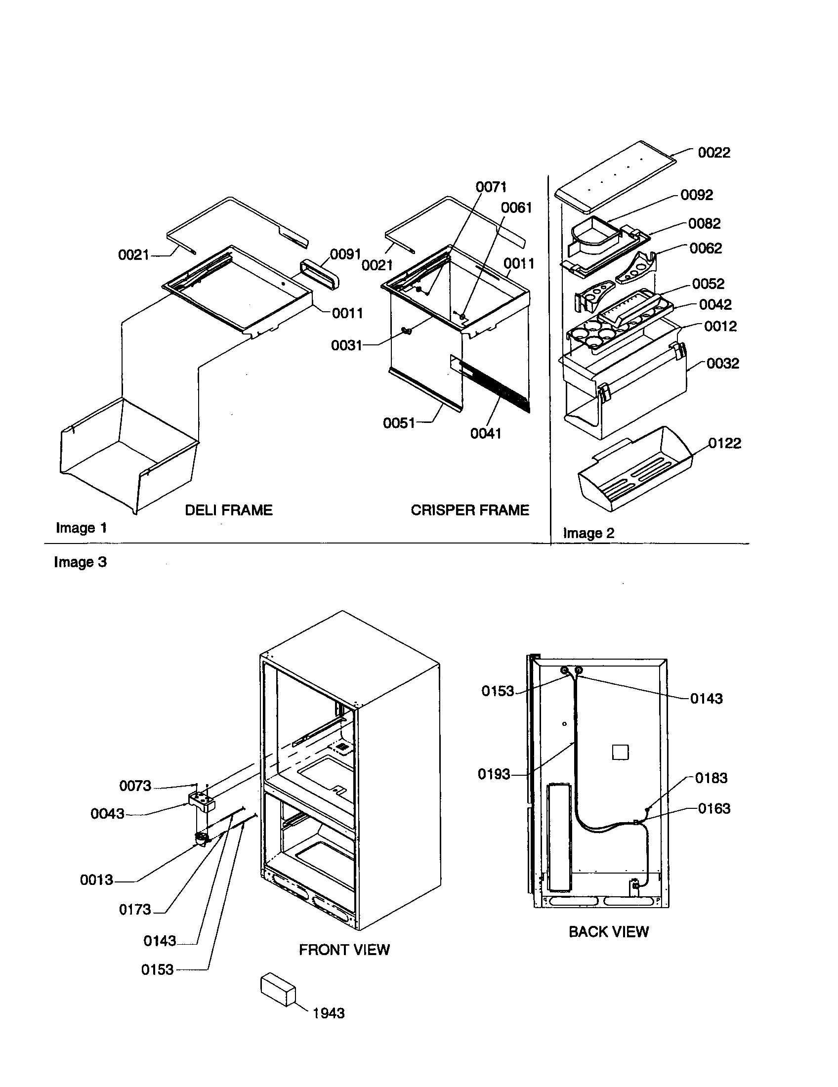 Crisper/deli frame/water filter