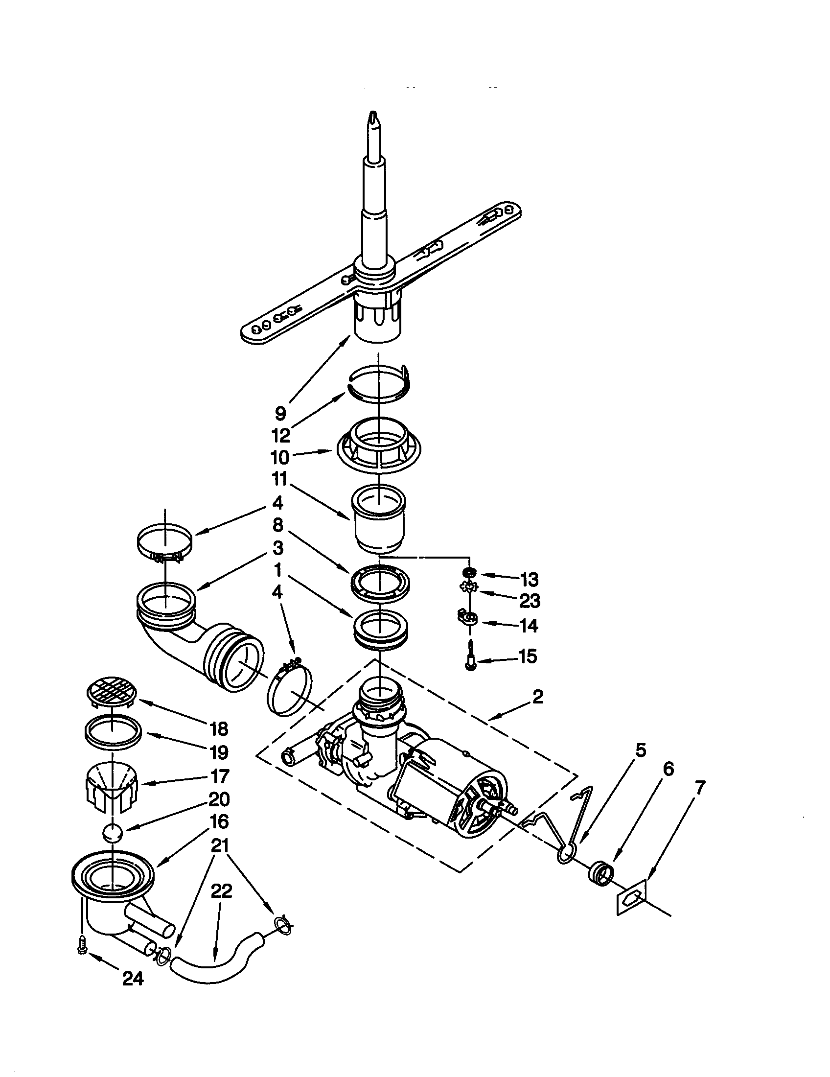 Pump and spray arm