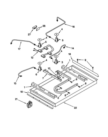Burner box/gas valves/switches