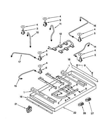 Burner box/gas valves/switches