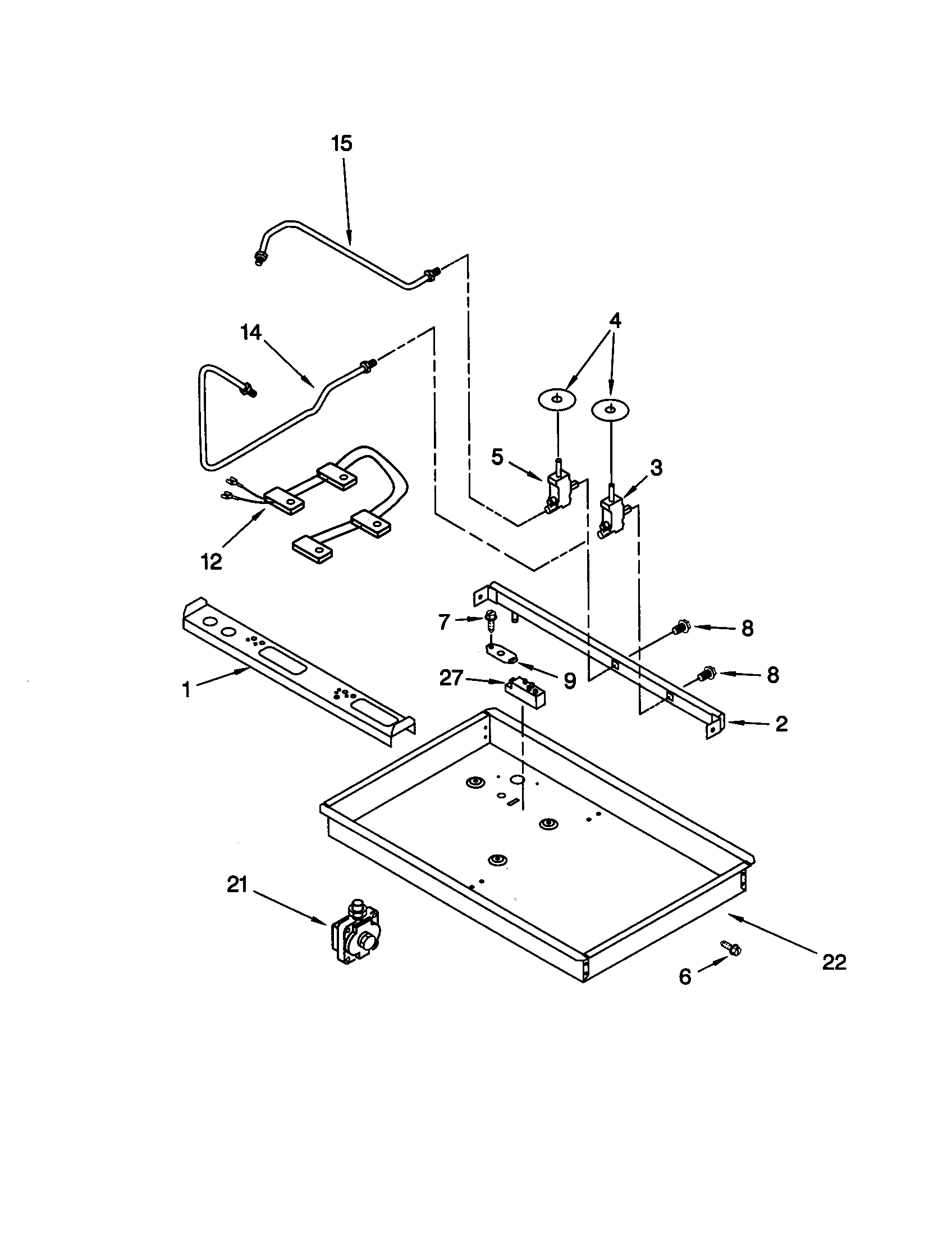 Burner box/gas valves/switches